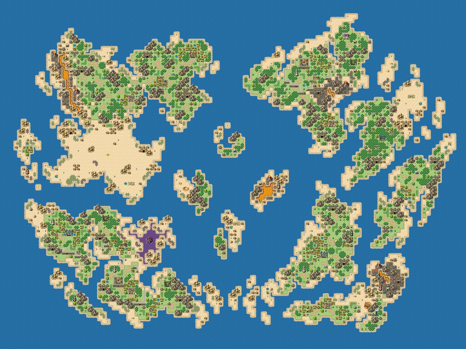 A picture of a world map created with RPG Maker MV